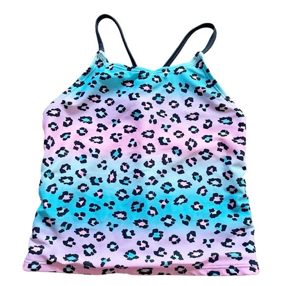CAT & JACK Girls Magical Animal Ombré Bow Back Tankini Set Medium Gray Pink Blue - Picture 3 of 7